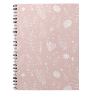 Carnet Motif botanique de fleurs sauvages rose poudré