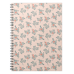 Carnet Motif botanique floral sarcelle rose
