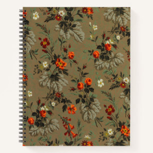 Carnet Motif botanique vintage de rose orange à fleurs so