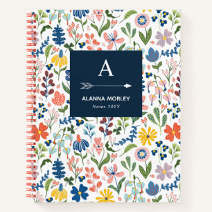 Carnet Motif Botanique Whimsical Monogrammé