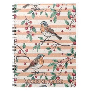 Carnet Motif Branche de Baie de Péché Vintage