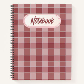 Carnet Motif Carreaux à Teinte Rose Chaud et Terracotta