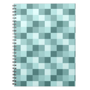 Carnet Motif Checkered monochrome bleu turquoise