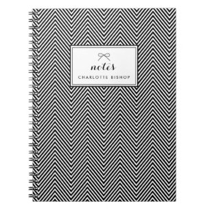 Carnet Motif Chevron noir et blanc Personnalisé