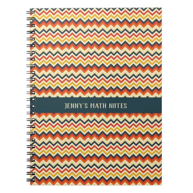 Carnet Motif Chevron personnalisable avec couleur rétro p (Devant)