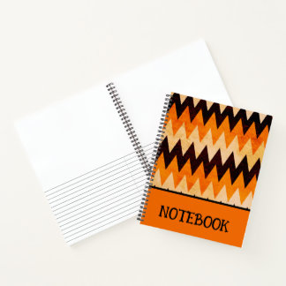 Carnet Motif chevron zigzag Halloween – Orange et noir