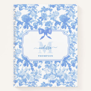 Carnet Motif Chinoiserie Français Roses Florales Bleu Bla