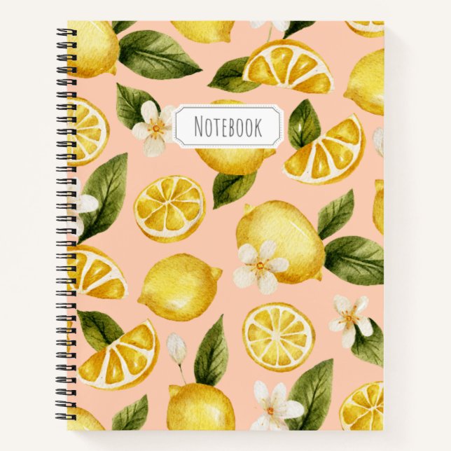 Carnet Motif citron aquarelle (Devant)