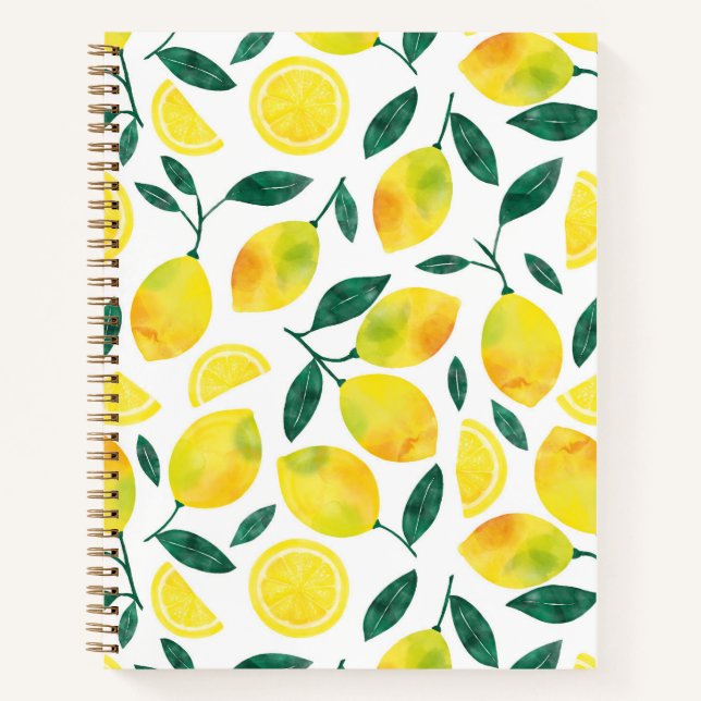Carnet Motif citron jaune aquarelle (Devant)