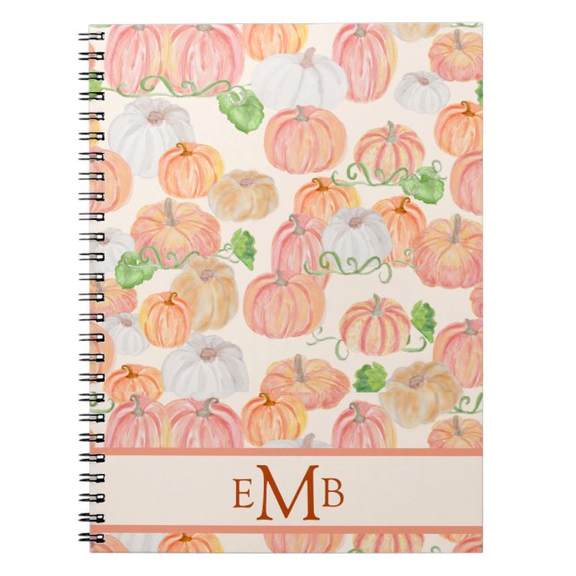 Carnet Motif Citrouille Aquarelle mignon Automne (Devant)