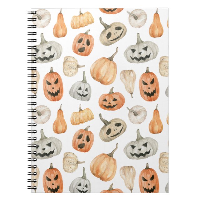 Carnet Motif Citrouille d'aquarelle amusant (Devant)