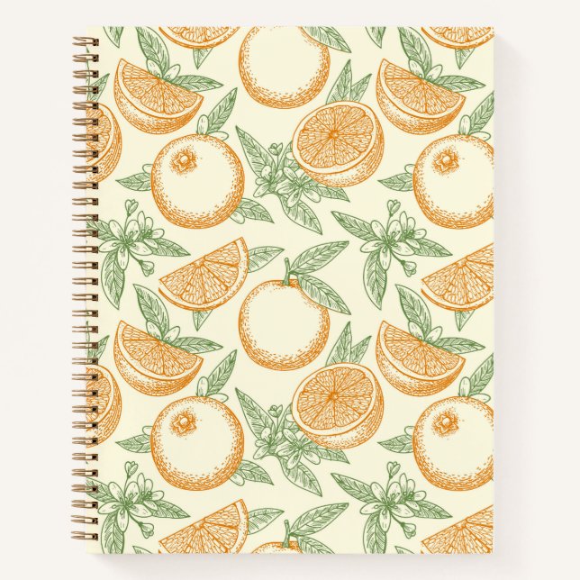 Carnet Motif classique aux fruits orange (Devant)
