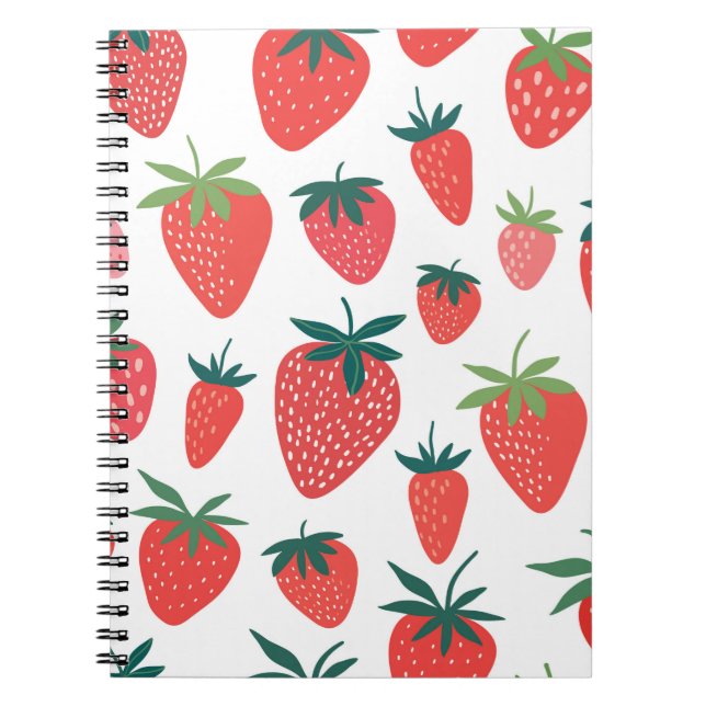 Carnet Motif continu fraise (Devant)
