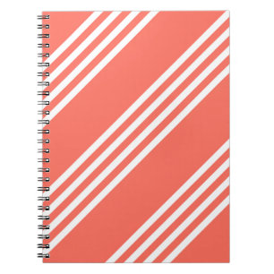 Carnet Motif corail vivant et blanc à quatre rayures