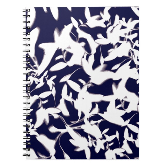 Carnet Motif couleur marine et blanc réalisé avec plante (Devant)