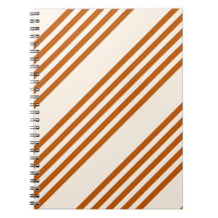 Carnet Motif couleur orange brun et beige cinq rayures