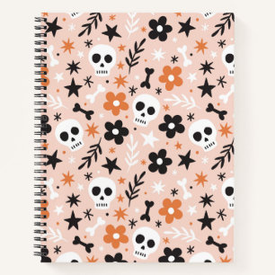 Carnet Motif crâne de fleurs