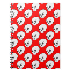 Carnet Motif crâne sur Arrière - plan rouge