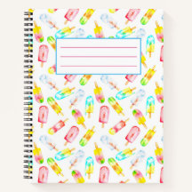 Carnet motif crème glacée aquarelle.