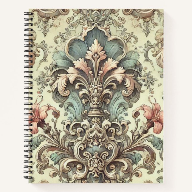 Carnet Motif damassé floral victorien (Devant)