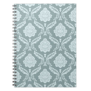 Carnet Motif Damassé Rococo Canard Œuf Bleu+Turquoise
