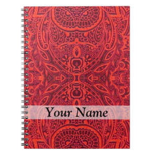 Carnet Motif damassé rouge