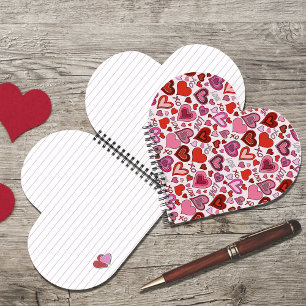 Carnet Motif d'amour de cœurs roses rouges mignons Blush
