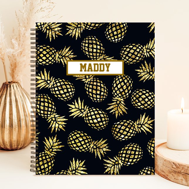 Carnet Motif d'ananas bleu marine (Créateur téléchargé)