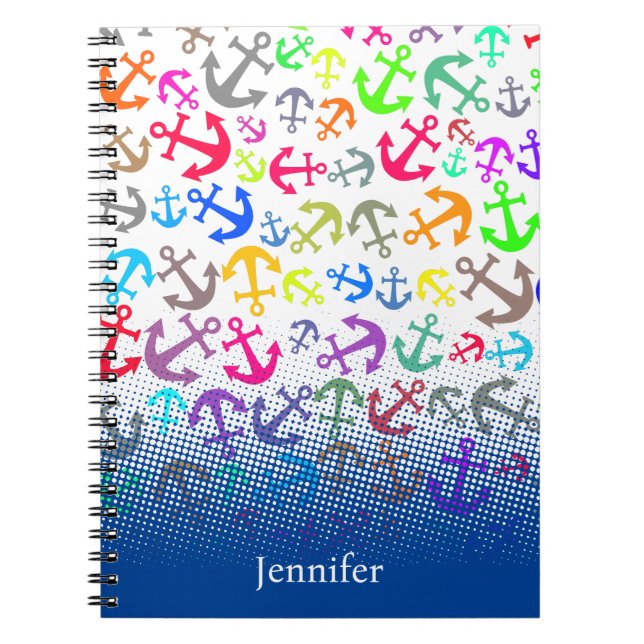 Carnet Motif d'Ancre de bateau coloré (Devant)