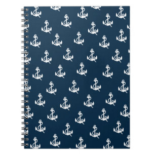 Carnet Motif d'Ancre de bateau nautique bleu marine