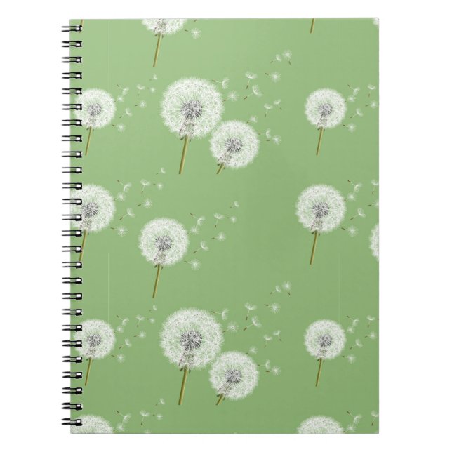 Carnet Motif Dandelion sur Green Arrière - plan (Devant)