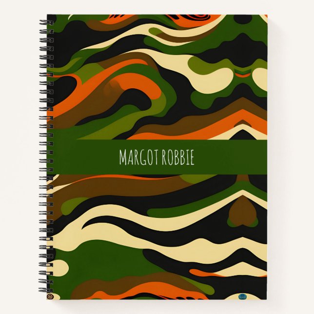 Carnet Motif d'aquarelle Camouflage Waves (Devant)