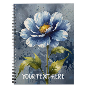 Carnet Motif d'aquarelle de fleurs bleues
