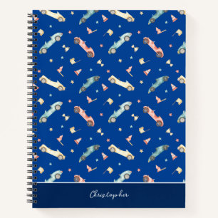 Carnet Motif d'aquarelle de la voiture Little Boy Racing 