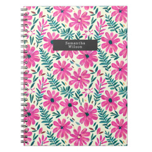 Carnet Motif d'aquarelle rose botanique