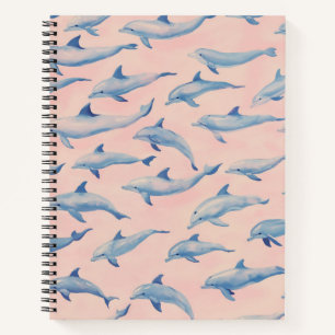 Carnet Motif dauphin aquarelle Côte océanique plage
