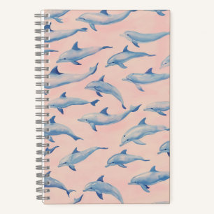 Carnet Motif dauphin aquarelle côte plage océan