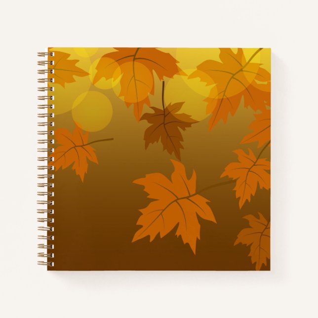 Carnet Motif d'automne avec feuilles d'érable en chute et (Devant)
