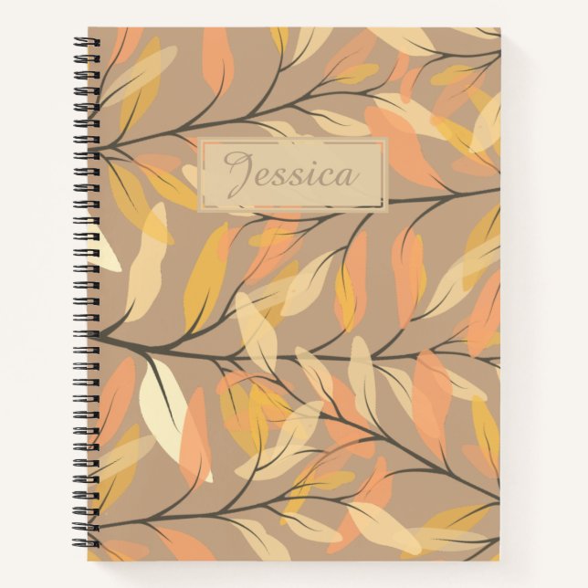 Carnet Motif d'automne de la feuille et de la branche mod (Devant)