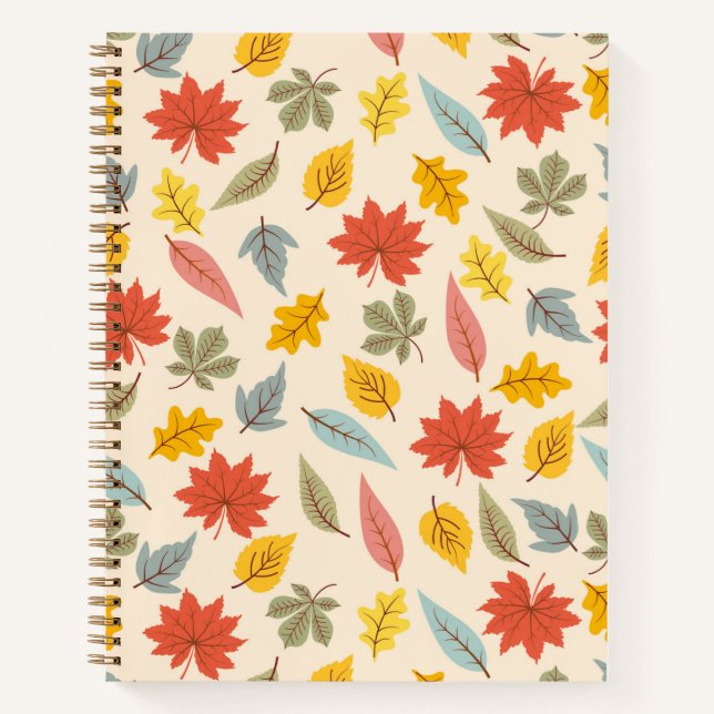 Carnet Motif d'automne feuille colorée (Devant)