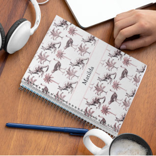 Carnet Motif d'autruches et de kangourous et de palmiers
