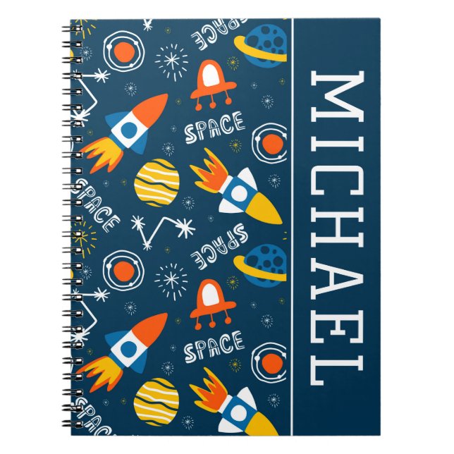 Carnet Motif d'aventures spatiales colorées (Devant)