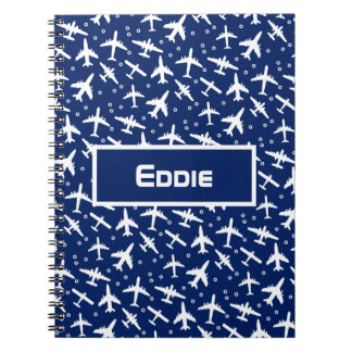 Carnet Motif d'avion bleu blanc