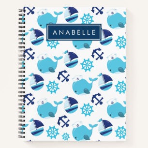 Carnet Motif De Baleines, Baleines Bleues, Votre Nom