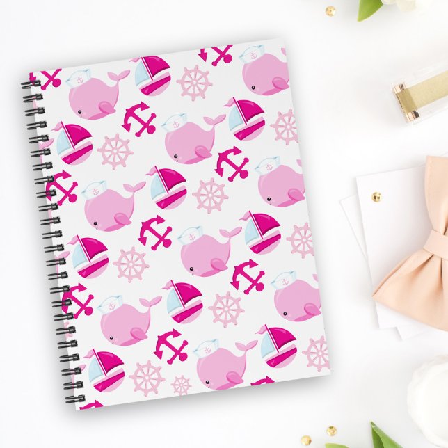 Carnet Motif De Baleines, Beaux Baleines, Baleines Roses (Créateur téléchargé)