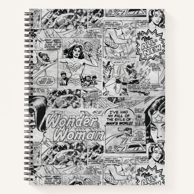 Carnet Motif de bande dessinée vintage de Wonder Woman (Devant)