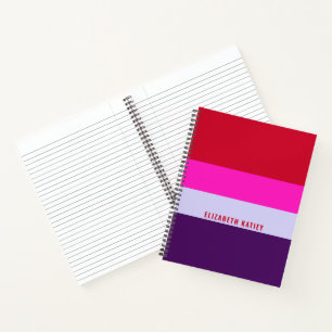 Carnet Motif de bandes rouge, rose et violet