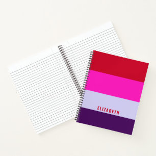 Carnet Motif de bandes rouge, rose et violet