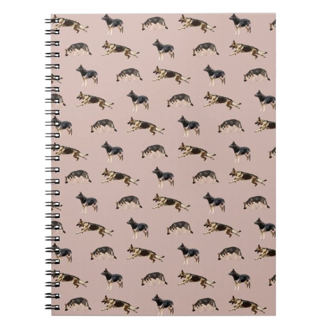 Carnet Motif de berger allemand (rose) (Devant)