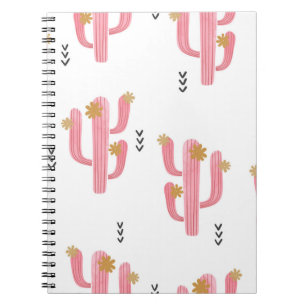Carnet Motif de cactus à fleurs d'aquarelle transparente.
